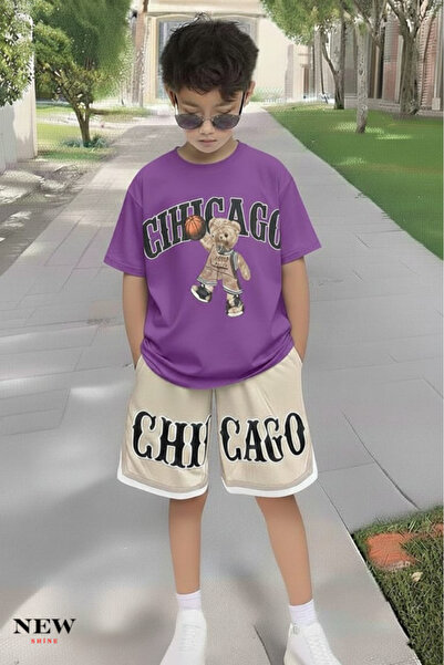 New Shine تي شيرت للأطفال مطبوع عليه شيكاغو أيي للجنسين