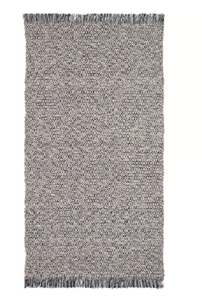 DavidaHome Covor, franjuri, geometric, lavabil, 150 x 80 cm, negru cu bej