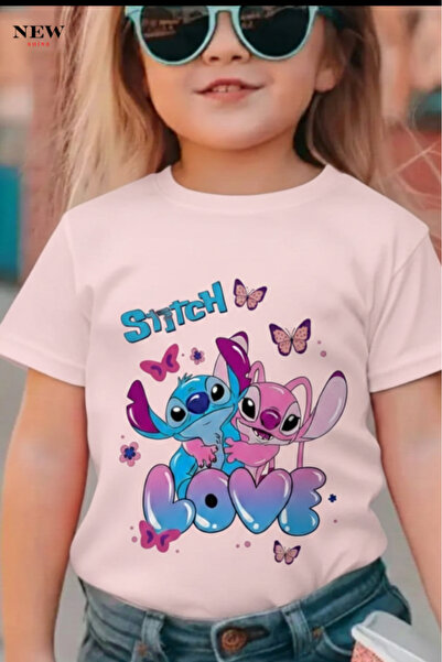 New Shine تي شيرت مطبوع عليه ستيتش للأطفال من الجنسين
