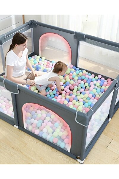 OEM Tarc Joacă Mare 160×120 Gri cu 50 Bile pentru Bebelusi si Copii