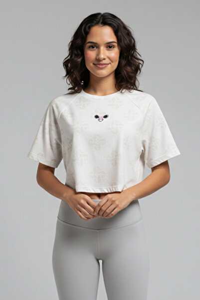 soft&basic Tricou scurt pentru femei, brodat, 100% bumbac organic, cu decolte...