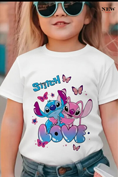 New Shine تي شيرت مطبوع عليه ستيتش للأطفال من الجنسين