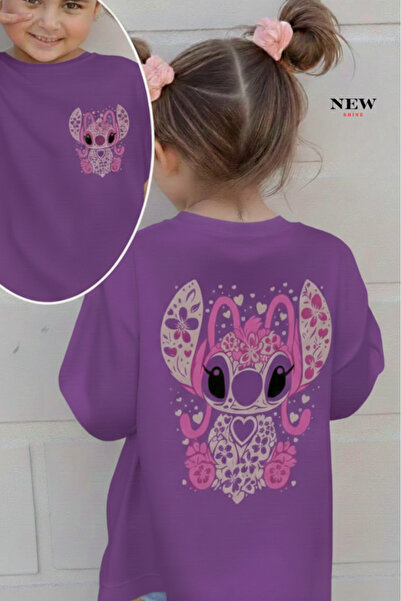 New Shine تي شيرت مطبوع عليه ستيتش للأطفال من الجنسين