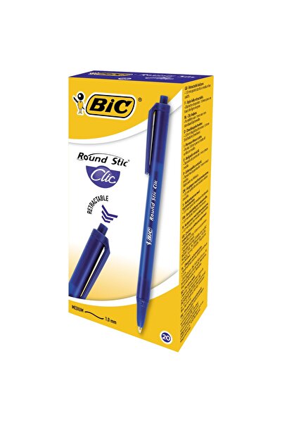 Bic Round Stic Clic pen blue box of 20,