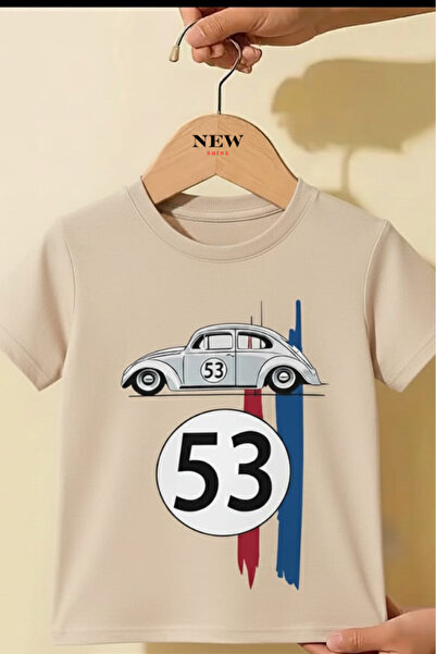 New Shine 53 تي شيرت للأطفال مطبوع عليه سيارة للجنسين