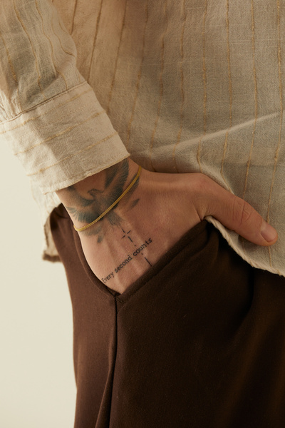 Fjellor Yavrel Men's Gold Color Stainless Steel Fine Mesh Model Bracelet