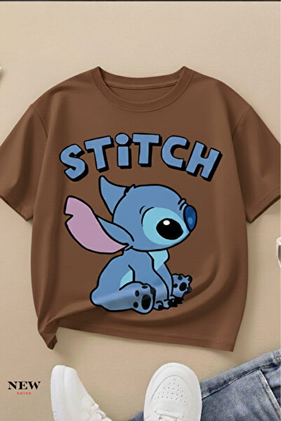 New Shine تي شيرت مطبوع عليه ستيتش للأطفال من الجنسين