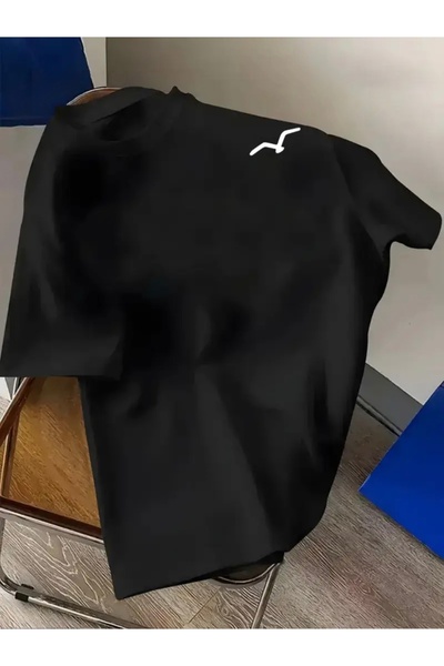 FUFLUNS تي شيرت كبير الحجم مطبوع عليه رسومات طيور وياقة دائرية