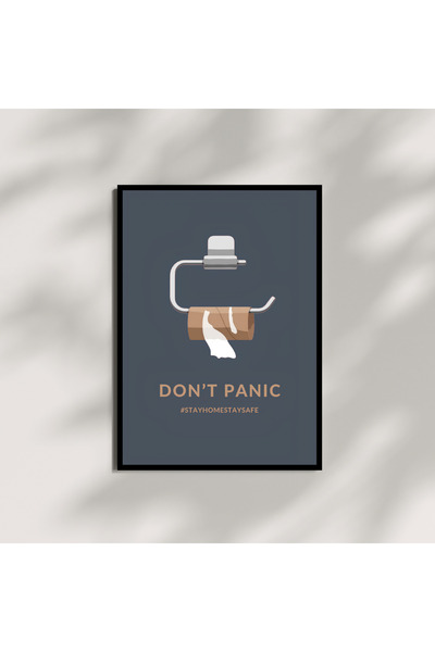 Kracket Dont Panic Stay Home Banyo Çerçeveli Poster Tablo Dekorasyon Hediyelik