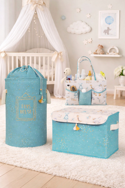 PONÇİK BEBEK 3-Piece Giant Set Baby Care Bag Organizer Maxi Box Toy Organizin...