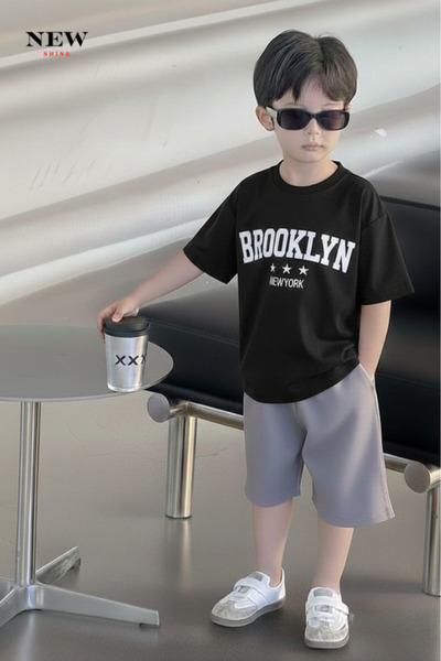 New Shine تي شيرت للأطفال مطبوع عليه بروكلين نيويورك للجنسين
