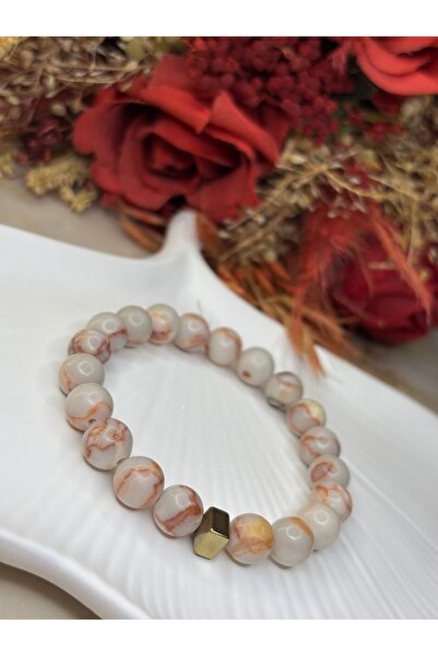 Moonstone Accessories سوار من الحجر الطبيعي الجاسبر الوردي والهيماتيت |   الر...