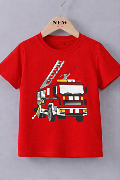 New Shine Παιδικό μπλουζάκι unisex με στάμπα πυροσβεστικού αυτοκινήτου
