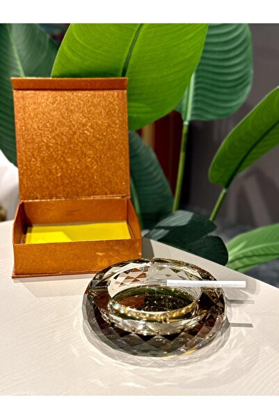 ROY KING Royking Crystal Ashtray Medium Size Amber Yv-454