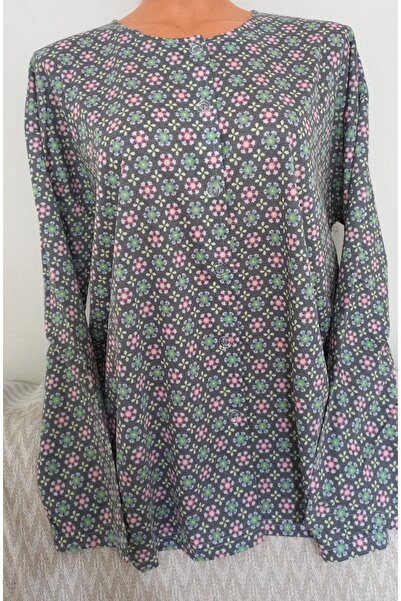 Anne Er Clothing Paper Print Combed Cotton Blouse Long Sleeve Front Buttoned ...