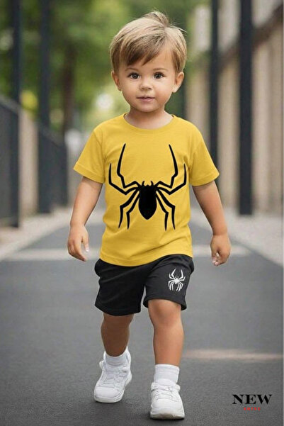 New Shine تي شيرت للأطفال مطبوع عليه عنكبوت للجنسين