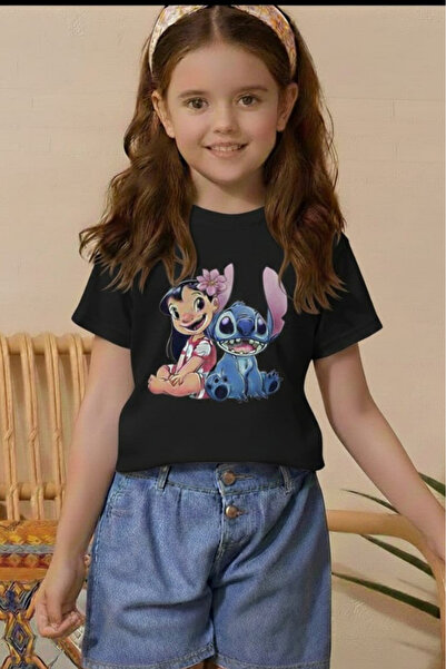 New Shine تي شيرت مطبوع عليه ستيتش للأطفال من الجنسين