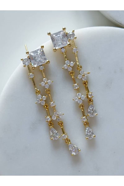 CHARMLUCKY Stone Flower Hanging Earrings