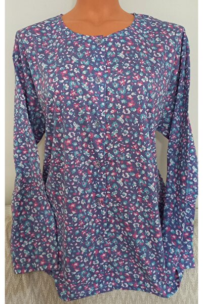 Anne Er Clothing Paper Print Combed Cotton Blouse Long Sleeve Front Buttoned ...