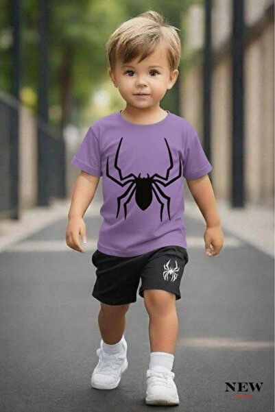 New Shine تي شيرت للأطفال مطبوع عليه عنكبوت للجنسين