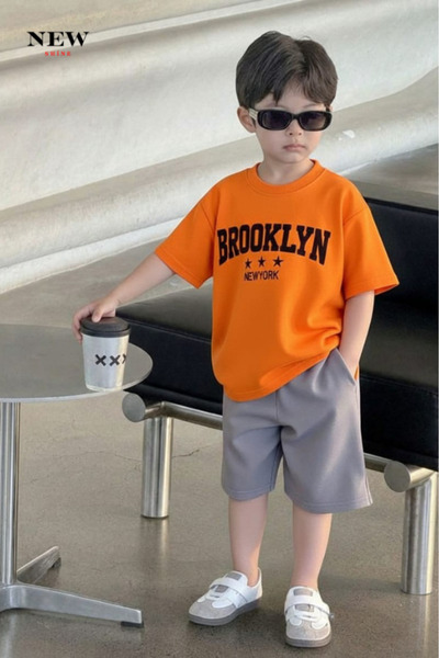 New Shine تي شيرت للأطفال مطبوع عليه بروكلين نيويورك للجنسين
