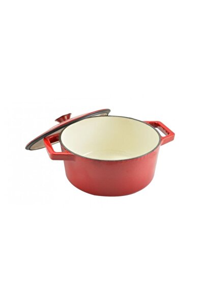 Perfect Home Enameled cast iron saucepan with lid 24cm red