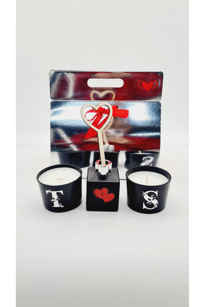 Sim hediyelik Harfli mum ve oda kokusu seti