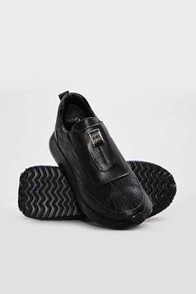 Ayakkabıhane Inside and Outside Genuine Leather Black Women's Casual Daily Sh...