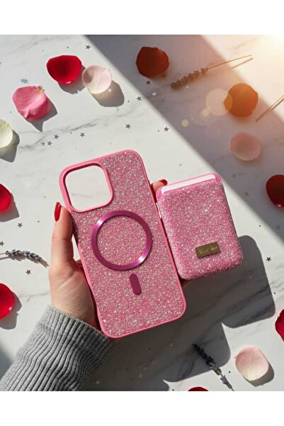 KumOziShop iPhone 15 ProMax Uyumlu MagSafe ve Mıknatıs Özellikli Taşlı Cüzdan...