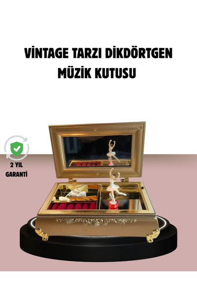 REZA Balerinli Müzikli Takı Kutusu Piyano Tasarım Kız Çocuk Hediyelik - Lisinya