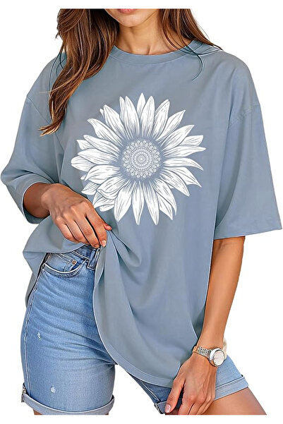 WILDPARTY Women's oversized summer T-shirt, gray with print 2XL