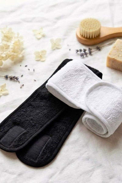 Mokita Home 2-Piece Towel Hair Band Set Soft Velcro Makeup and Skincare Band
