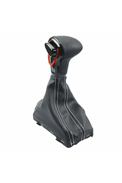 AutoMIV Schimbător automat Audi, piele perforată neagră, cusături albe