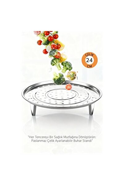 ModaCar Inox Çelik Ayaklı Buharlı Pişirme Aparatı - 24 cm Çok Amaçlı Tencere ...