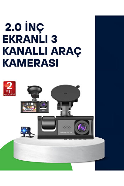Lisinya Üç Kameralı Araç Kamerası Full HD Gece Görüş G-Sensör -