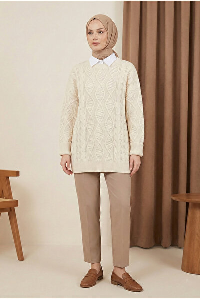 MODAQU Knitted Pattern Casual Knitwear Sweater - Stone