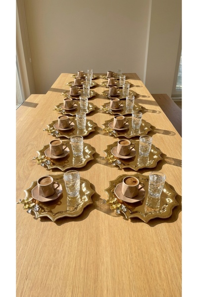 Fabrication 12-Piece Corner Tray with Wavy Butterfly Design Stainless Steel T...