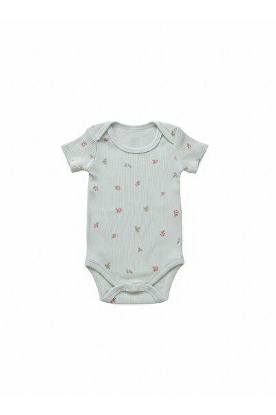 Nayinom KIZ BEBEK YEŞİL LALE DESENLİ KISA KOLLU ZIBIN