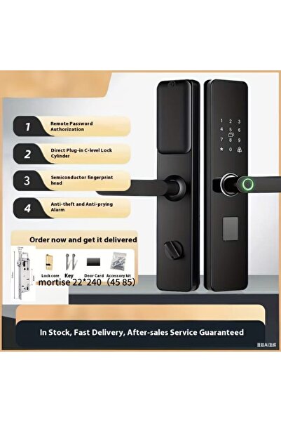 satrendy 7-in-1 Smart Door Lock with Fingerprint Password Key App Control WiF...