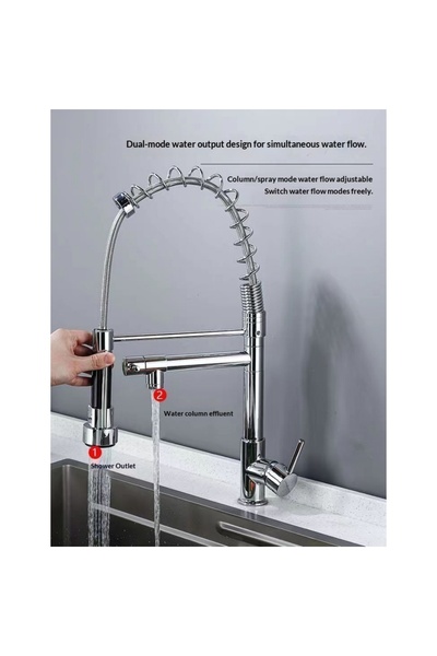 satrendy Spring Kitchen Faucet Pull-Down Sprayer Hot Cold Mixer 360 Swivel De...