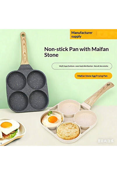 satrendy 4-Hole Nonstick Egg Frying Pan Granite-Coated Aluminum Breakfast Ski...