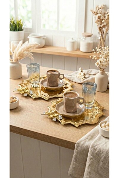 Fabrication 2-Piece Corner Tray with Wavy Butterfly Design Stainless Steel Te...