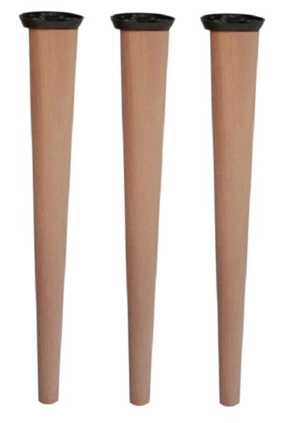 HCAtölye Ahşap Atölyesi 3 Adet Ahşap Konik puf Masası Ayağı 39cm