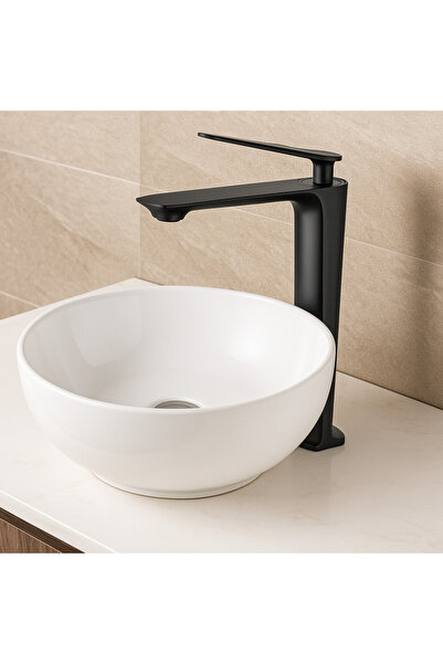 banyosepeti خلاط حوض أورورا بلاك - طلاء أسود غير لامع، طراز عالي الجودة