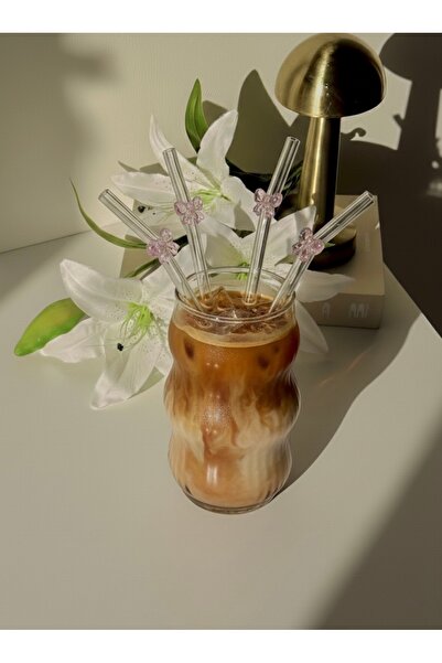 YAKUT Fiyonk detaylı ikili cam pipet + temizleme fırçası