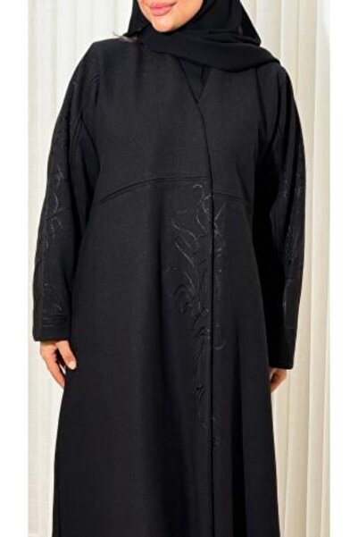 DOUBLE1WAN عباية بيان كلوش قماش جوخ الون الأسود