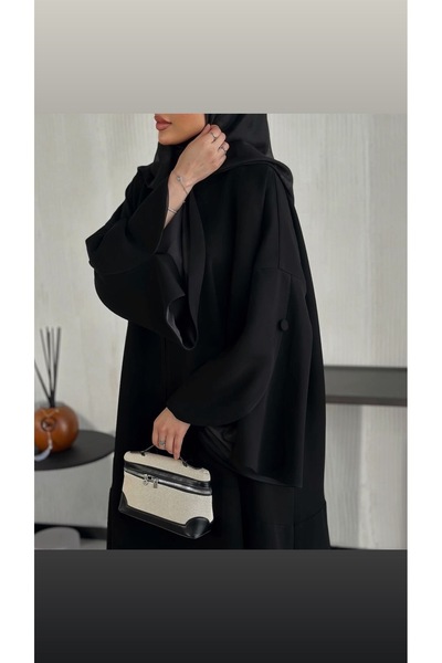 WAHAJ DRESSES Plain black abaya, practical and formal