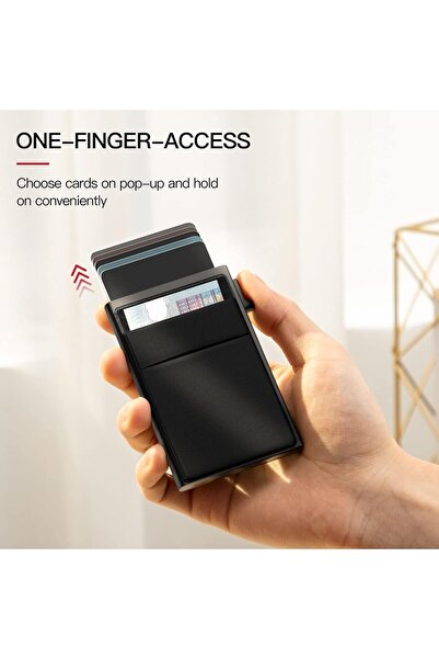 Moses Card Holder Wallet with Coin Pocket, Magnetic Pop-Up Card Closure with ...