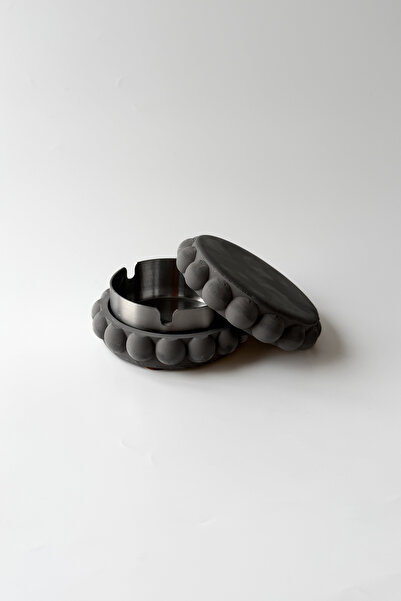 sin istanbul Steel Ashtray with Bubble Lid Anthracite