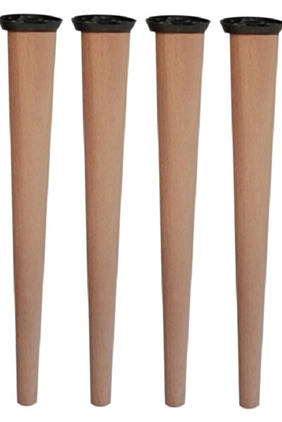 HCAtölye Ahşap Atölyesi 4 Adet Ahşap Konik puf Masası Ayağı 39cm